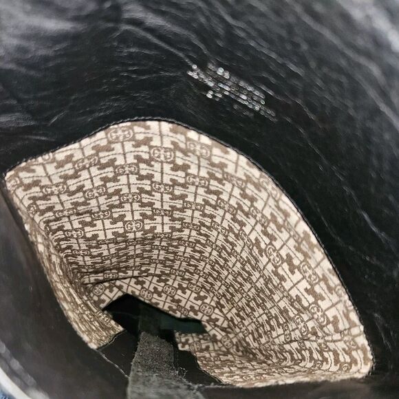 Tory Burch Tall Black Boots Alessandra Women's Size 6.5 Riding Boots Gold Logo - Picture 6 of 6